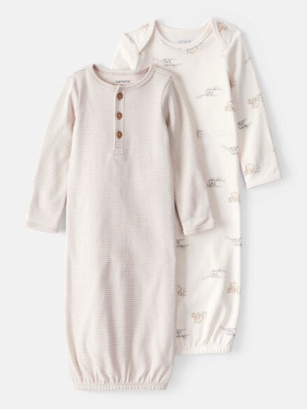 CARTERS BABY 2pc Neutral Elephant Striped Sleep Gown Bundle
